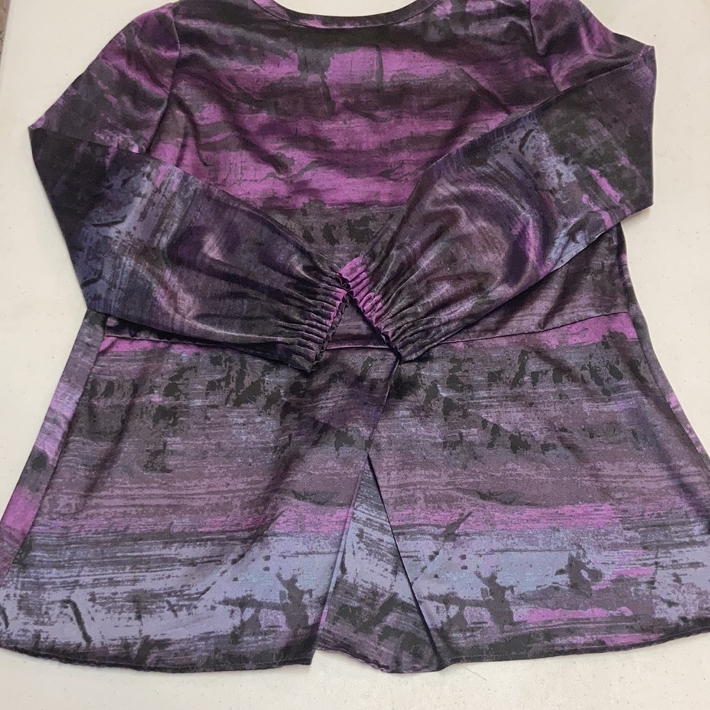 Simply Vera by Vera Wang Purple & Black Blouse - Picture 11 of 14
